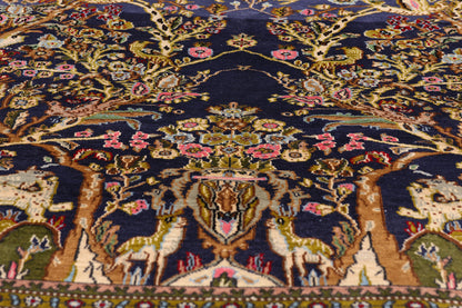 5 x 6 - Navy Blue Vintage Persian Qum Rug - 61424