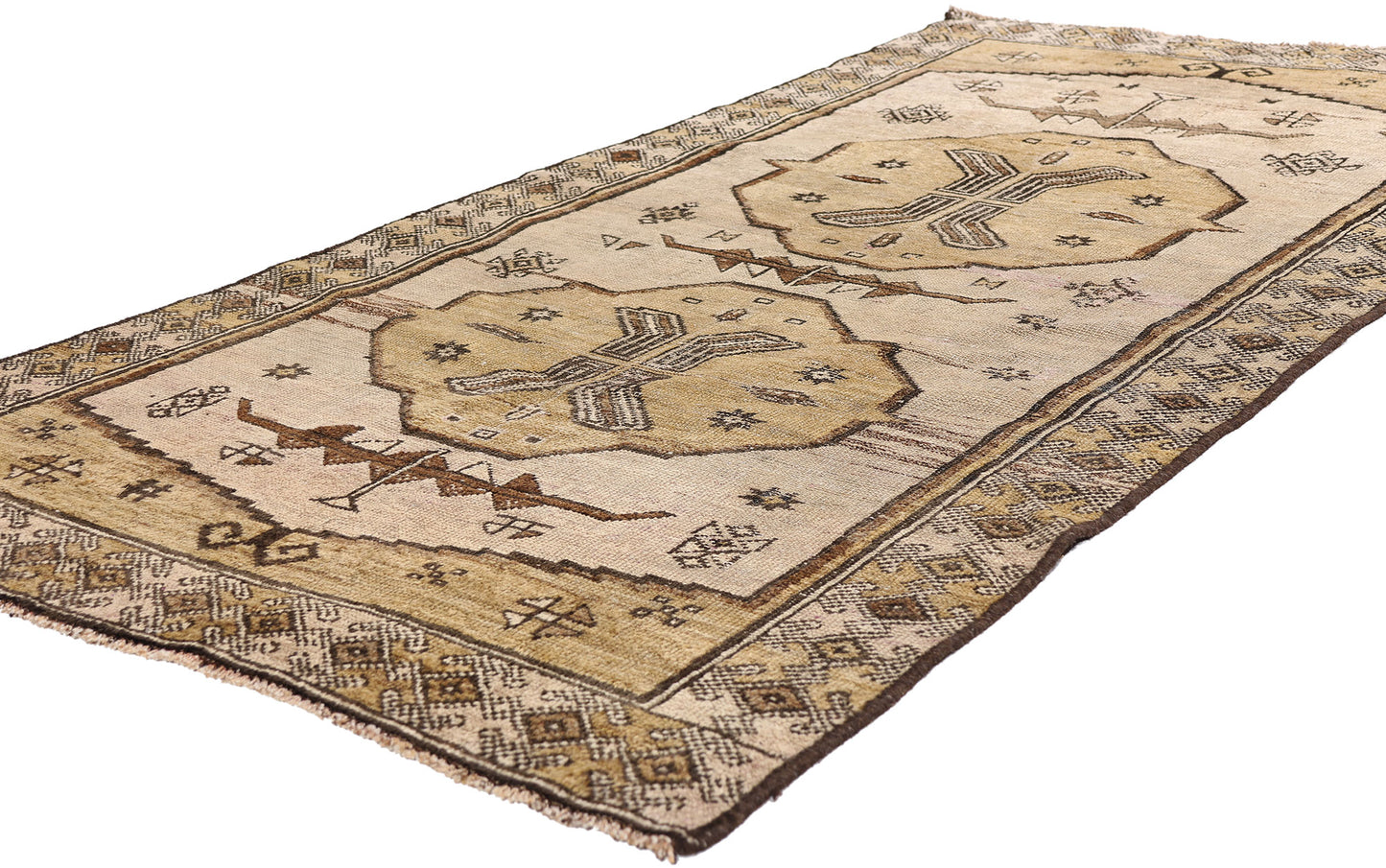 3 x 6 - Beige Vintage Persian Shiraz Rug - 61452