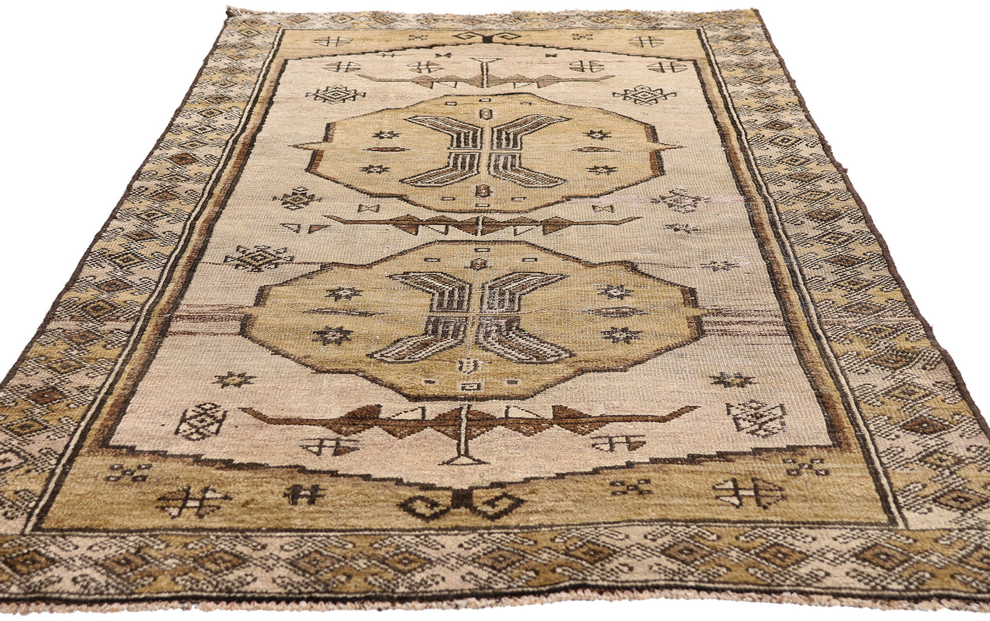 3 x 6 - Beige Vintage Persian Shiraz Rug - 61452
