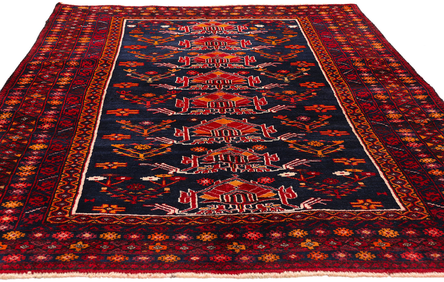 4 x 6 - Navy Blue Vintage Turkoman Rug - 61459