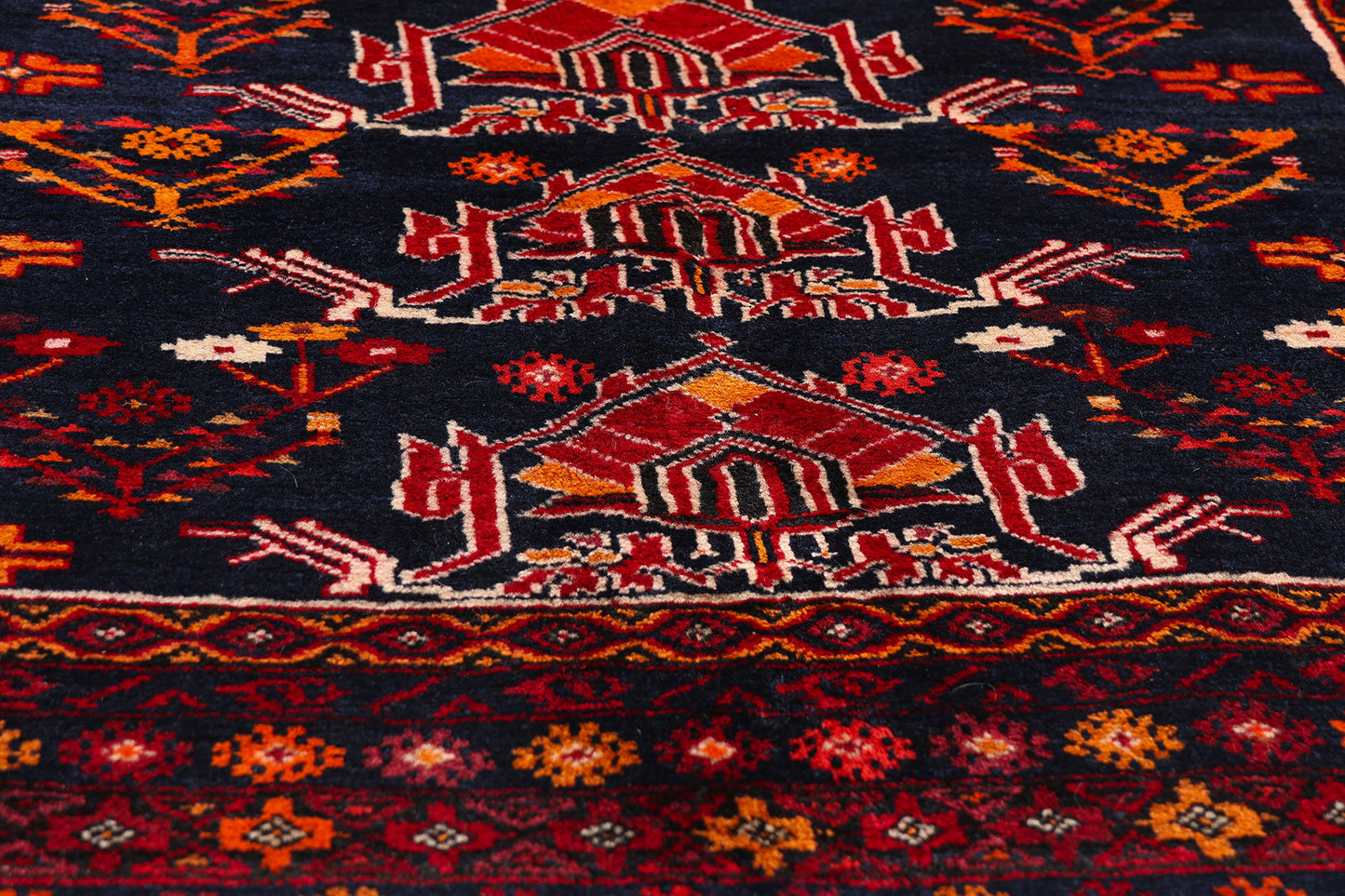 4 x 6 - Navy Blue Vintage Turkoman Rug - 61459