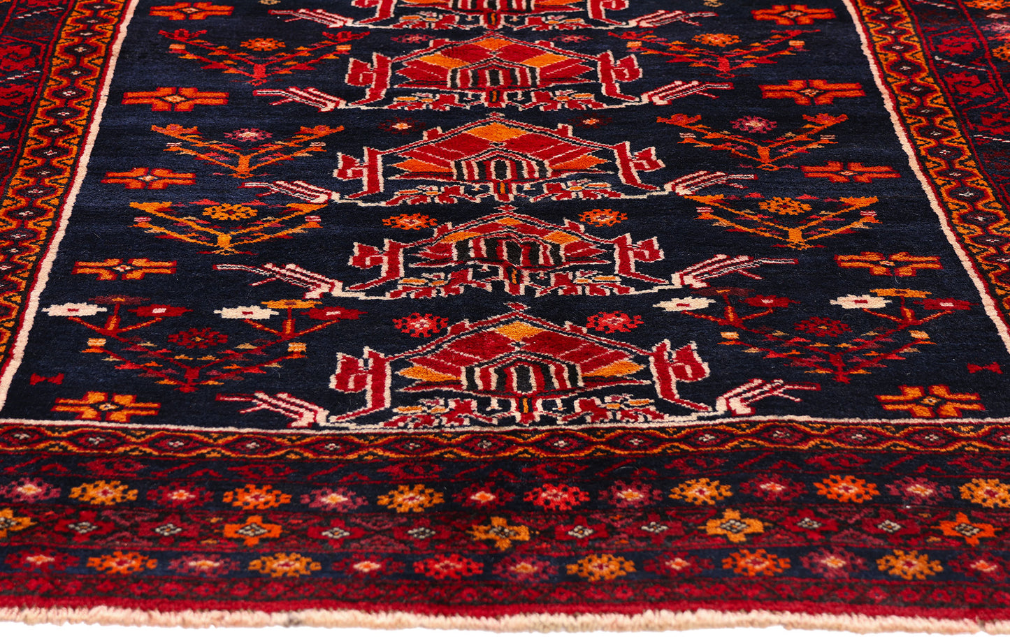 4 x 6 - Navy Blue Vintage Turkoman Rug - 61459