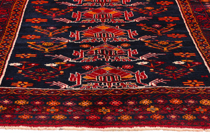 4 x 6 - Navy Blue Vintage Turkoman Rug - 61459