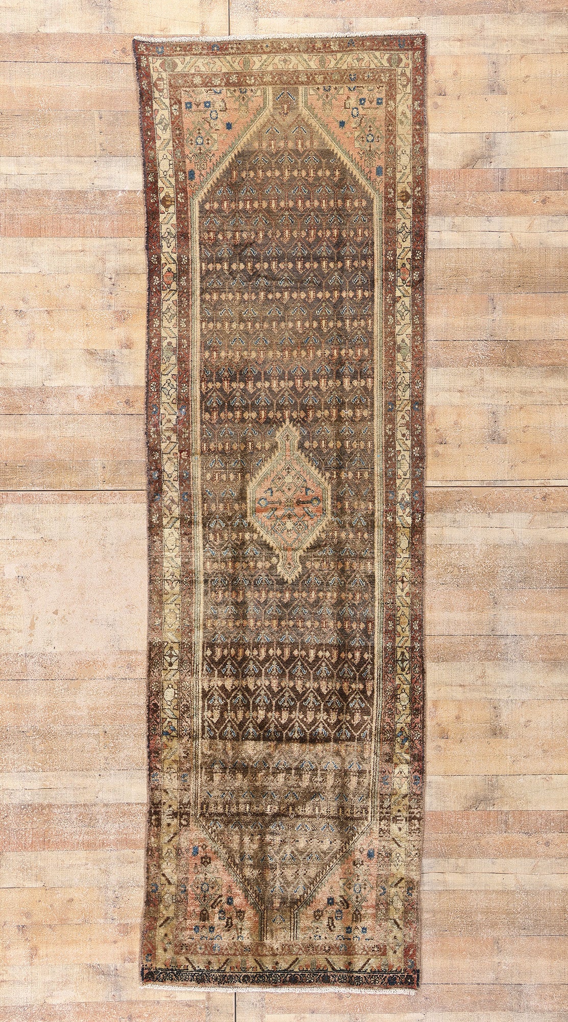 3 x 11 - Brown Vintage Hamadan Rug - 61463
