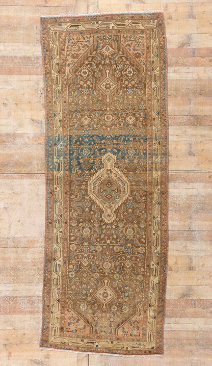 4 x 10 - Brown Antique Hamadan Rug - 61474