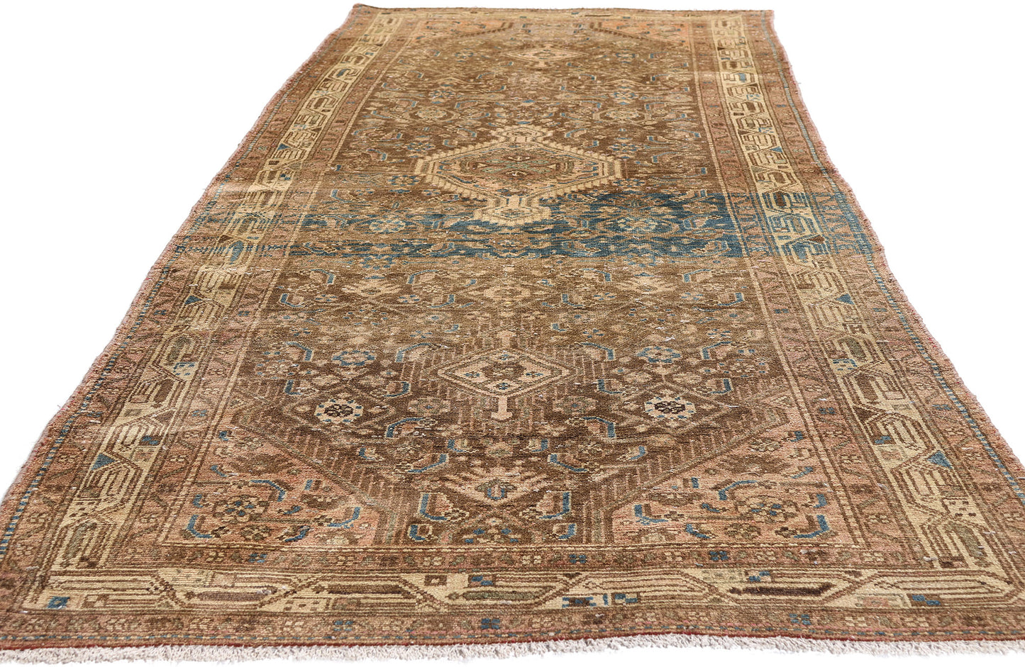 4 x 10 - Brown Antique Hamadan Rug - 61474