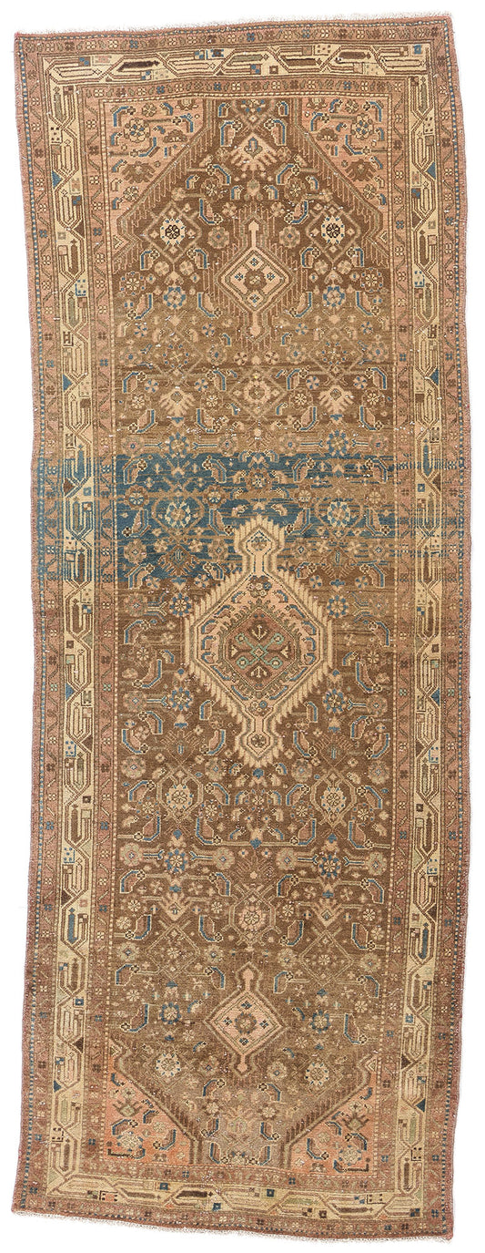 4 x 10 - Brown Antique Hamadan Rug - 61474