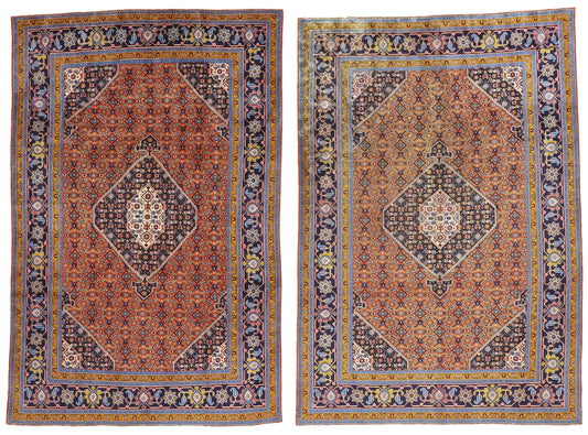 7 x 10 - Orange Vintage Tabriz Rug - 61477