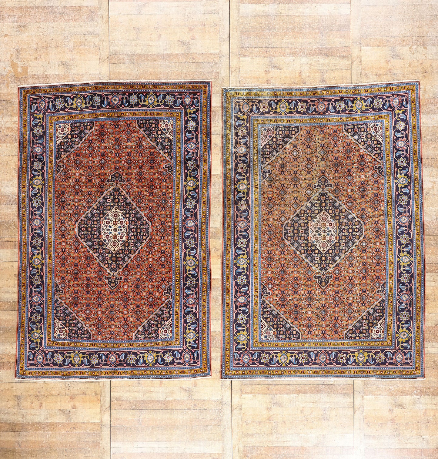 7 x 10 - Orange Vintage Tabriz Rug - 61477
