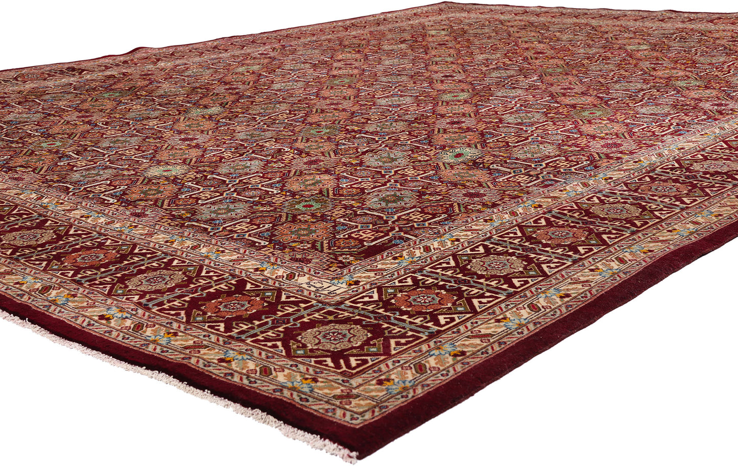 10 x 12 - Burgundy Vintage Tabriz Rug - 61476