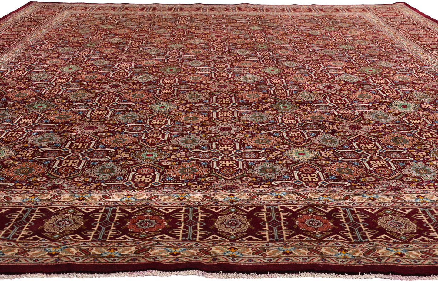 10 x 12 - Burgundy Vintage Tabriz Rug - 61476