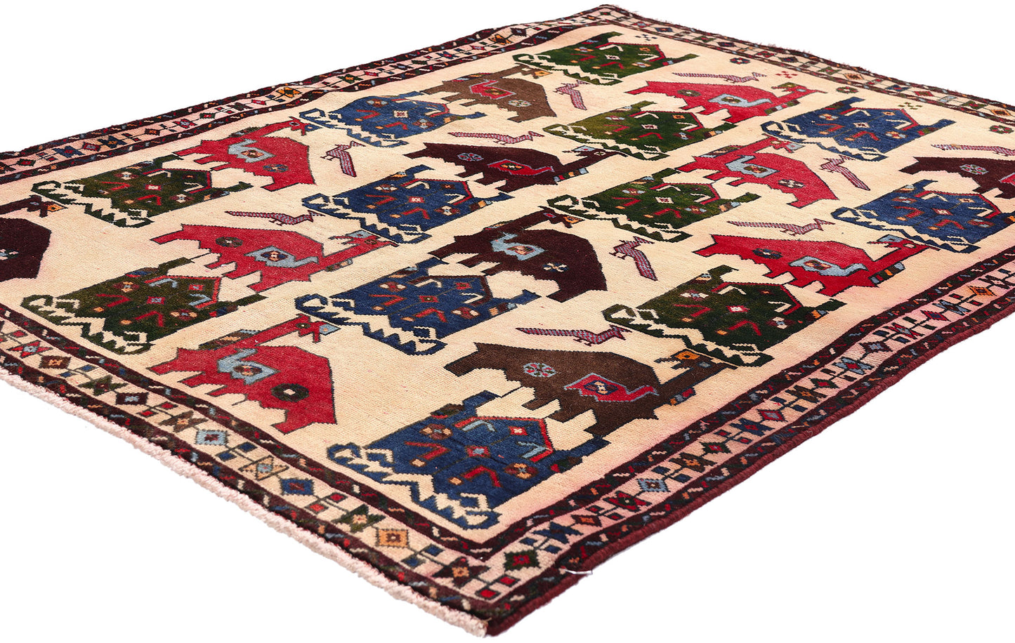 4 x 5 - Beige Vintage Shiraz Rug - 61479