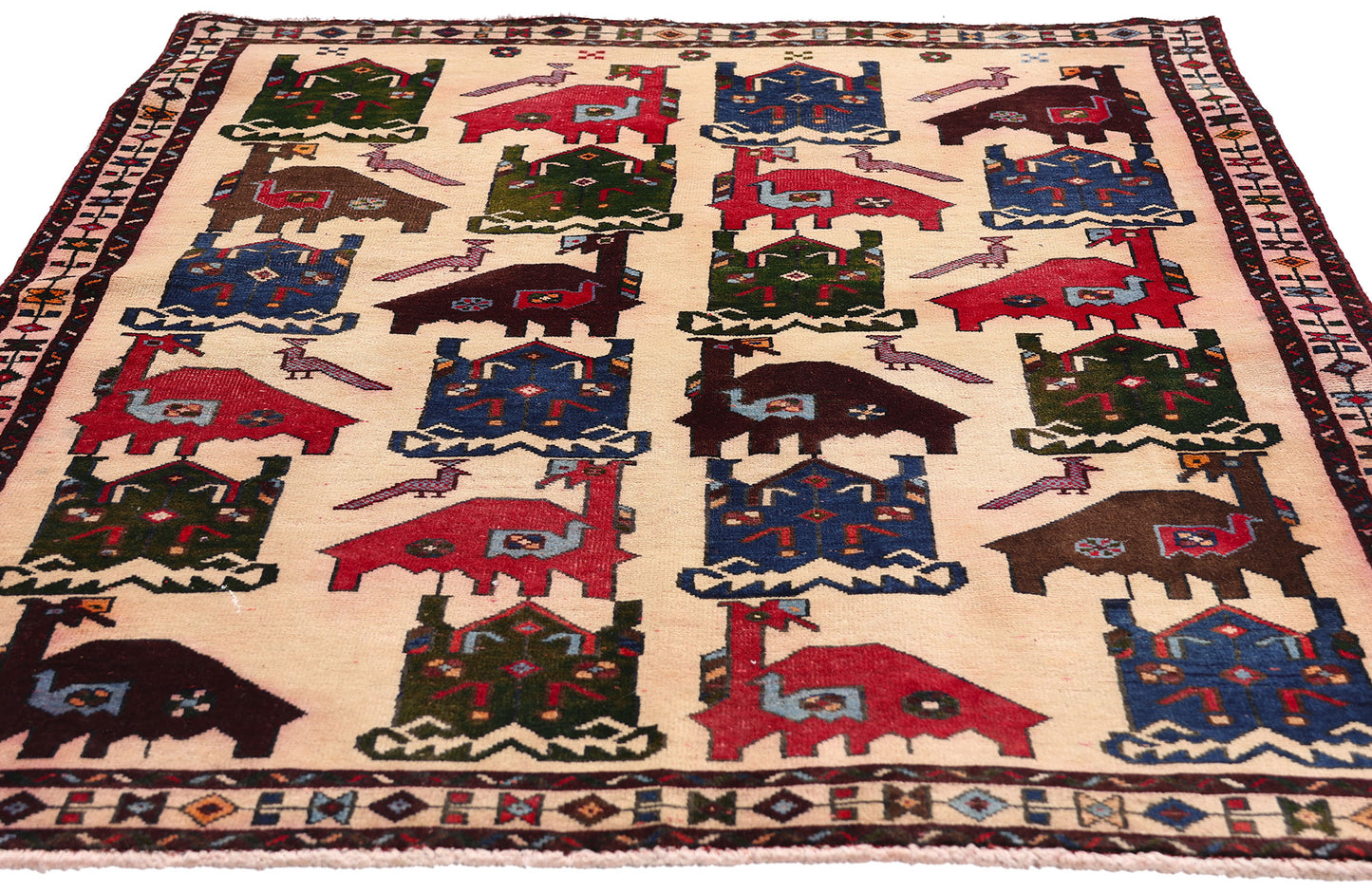 4 x 5 - Beige Vintage Shiraz Rug - 61479