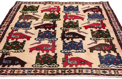 4 x 5 - Beige Vintage Shiraz Rug - 61479