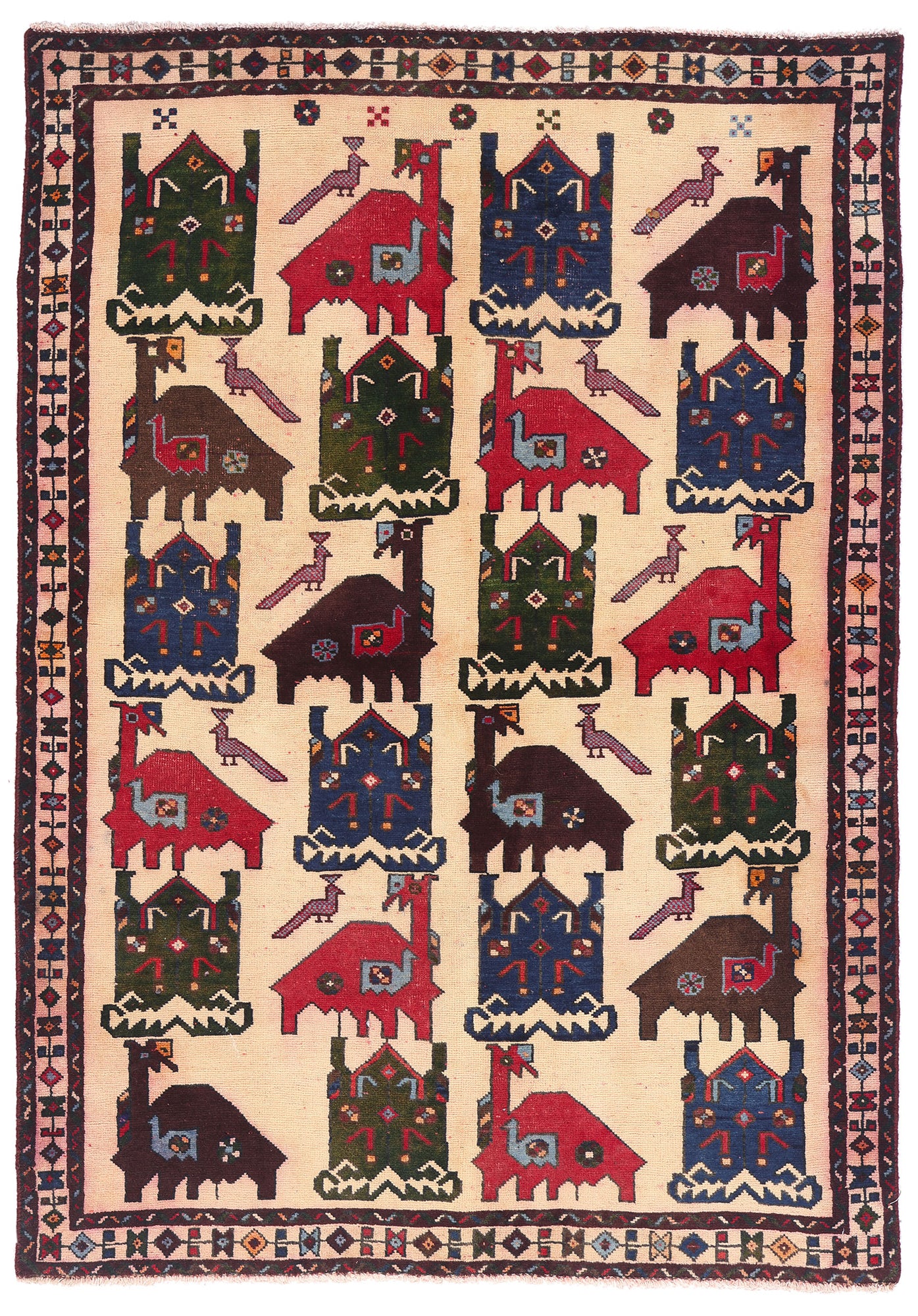 4 x 5 - Beige Vintage Shiraz Rug - 61479