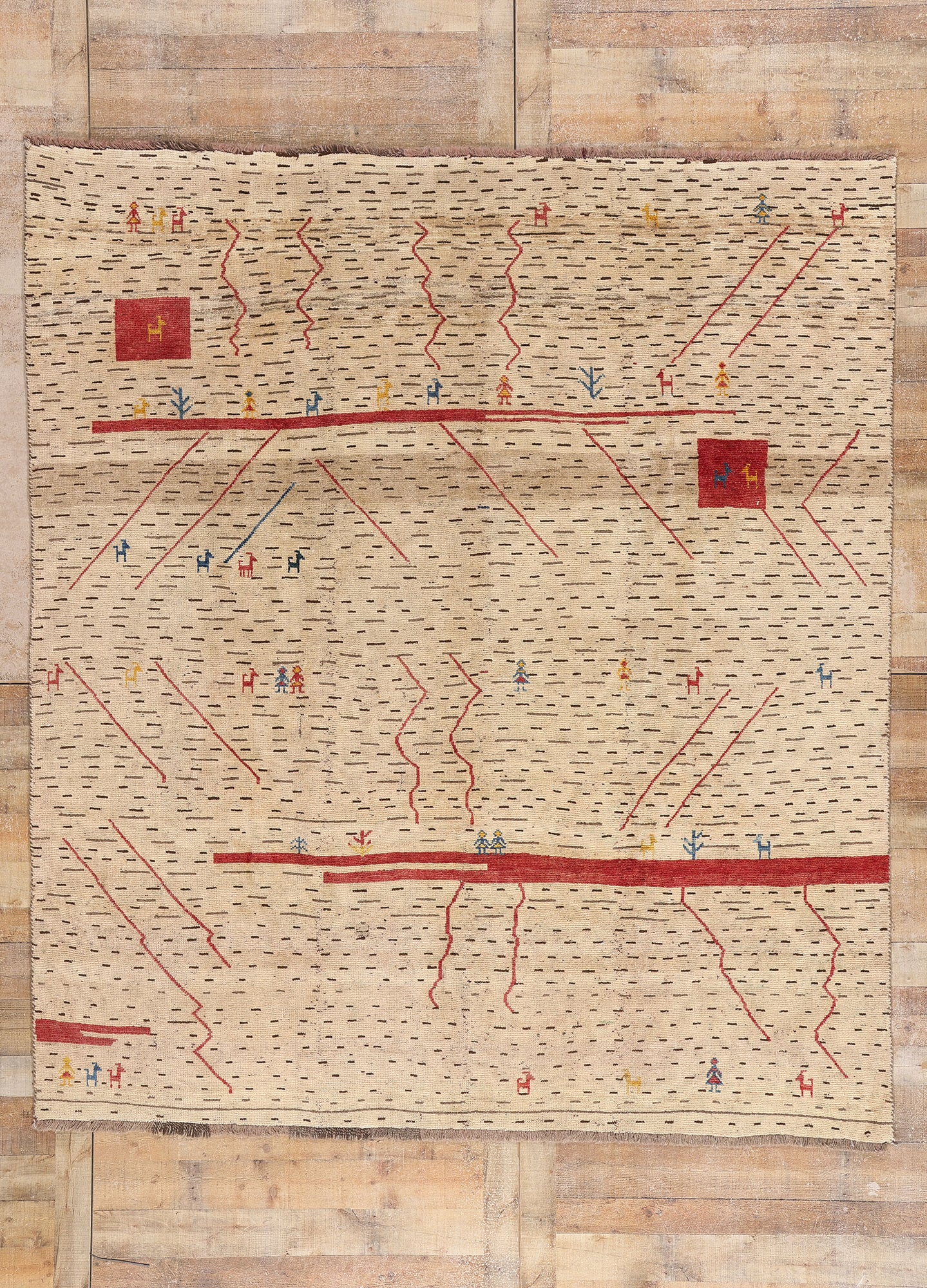 8 x 9 - Beige Vintage Gabbeh Rug - 61487