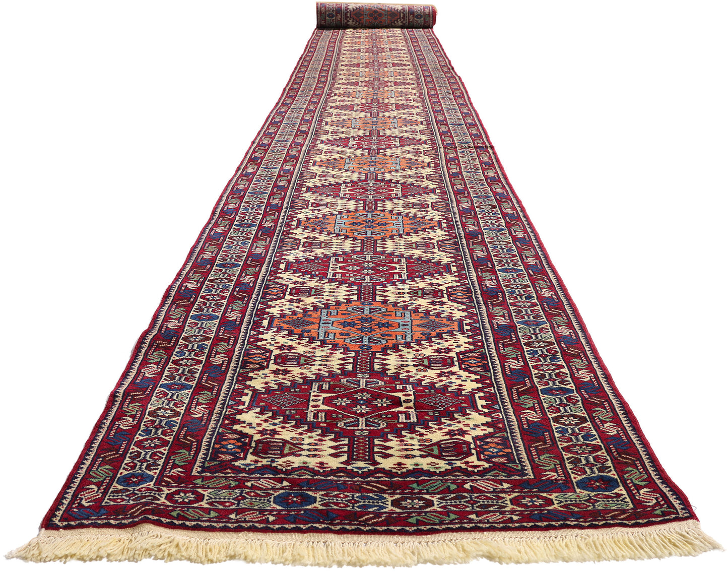 3 x 28 - Ivory Vintage Persian Shiraz Rug - 61497