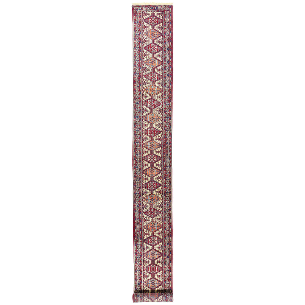 3 x 28 - Ivory Vintage Persian Shiraz Rug - 61497