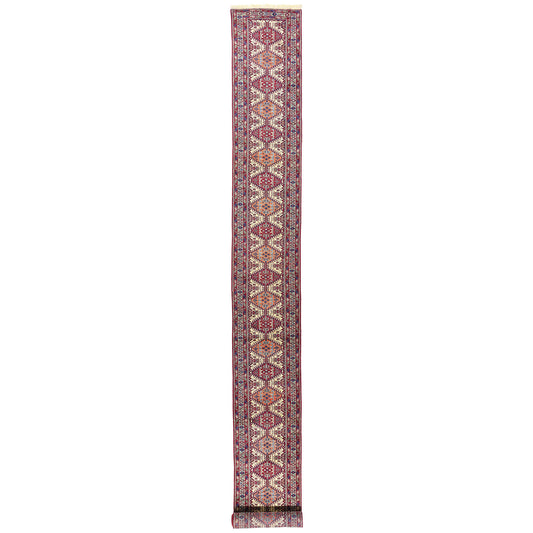 3 x 28 - Ivory Vintage Persian Shiraz Rug - 61497