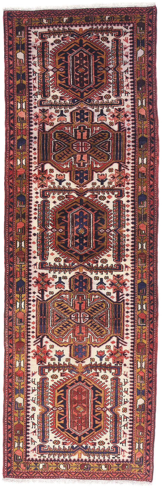4 x 11 - Ivory Vintage Heriz Rug - 61500