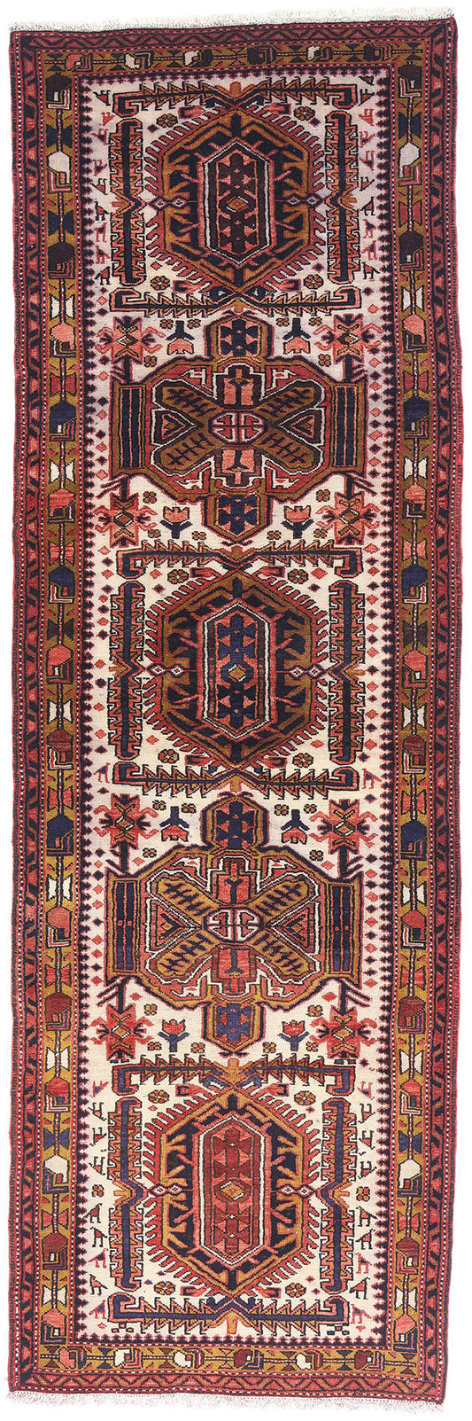 4 x 11 - Ivory Vintage Heriz Rug - 61500