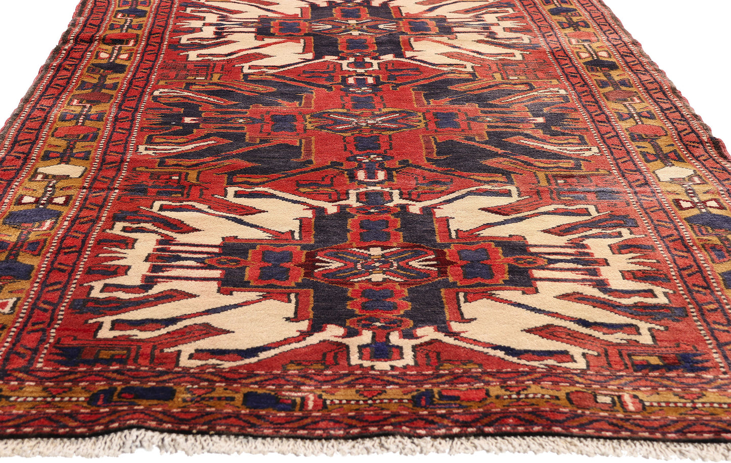 4 x 10 - Red Vintage Heriz Rug - 61502