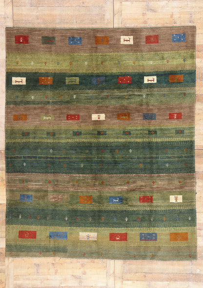 8 x 9 - Green Vintage Gabbeh Rug - 61505