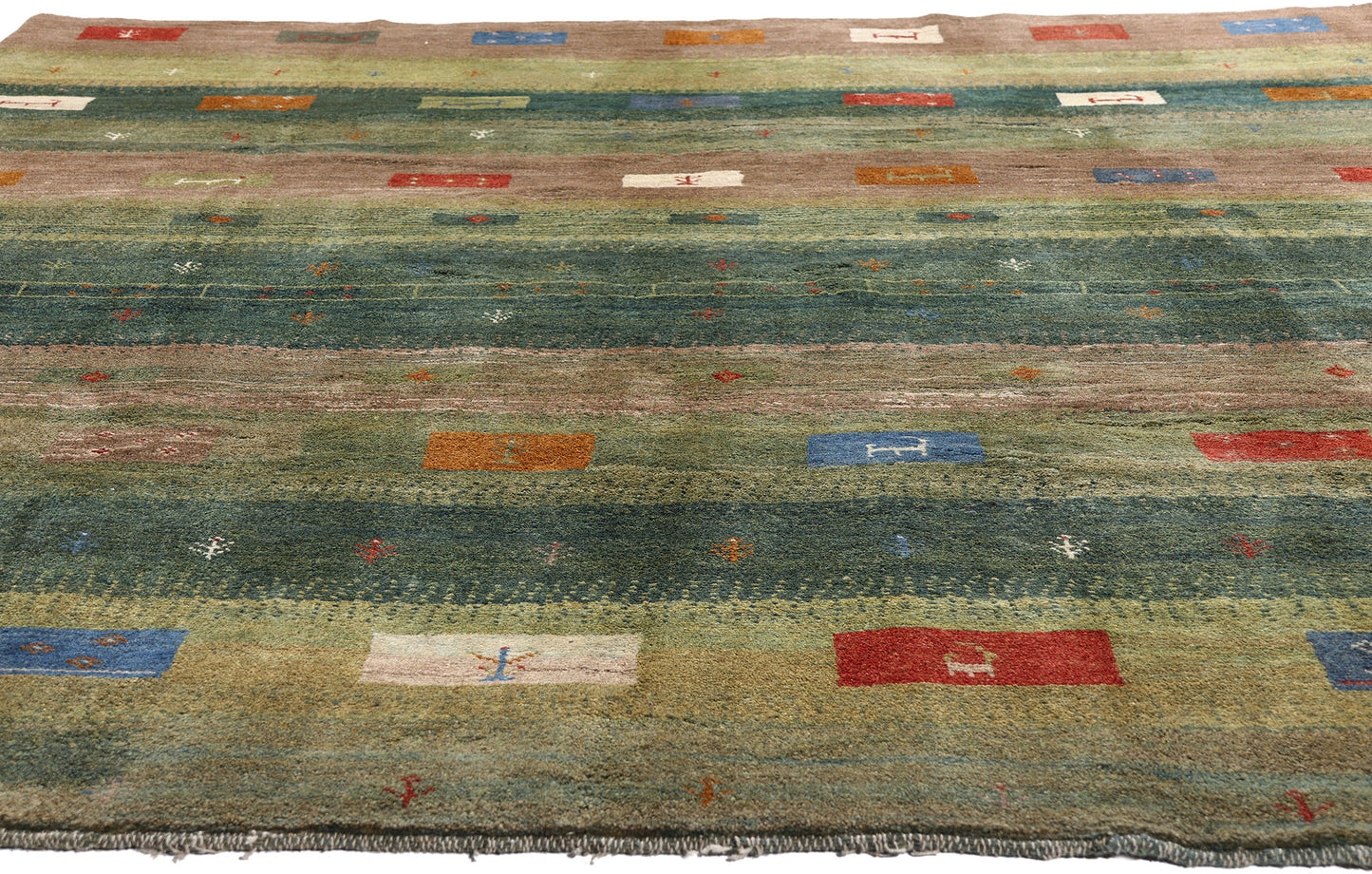 8 x 9 - Green Vintage Gabbeh Rug - 61505