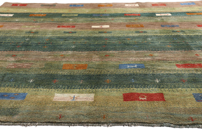 8 x 9 - Green Vintage Gabbeh Rug - 61505