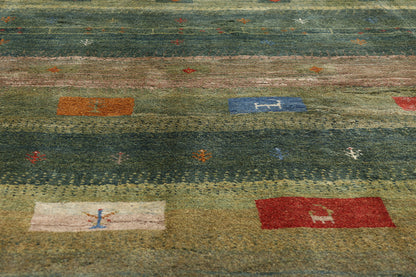 8 x 9 - Green Vintage Gabbeh Rug - 61505