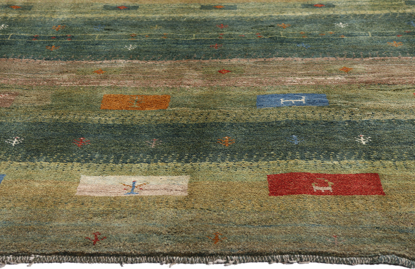 8 x 9 - Green Vintage Gabbeh Rug - 61505