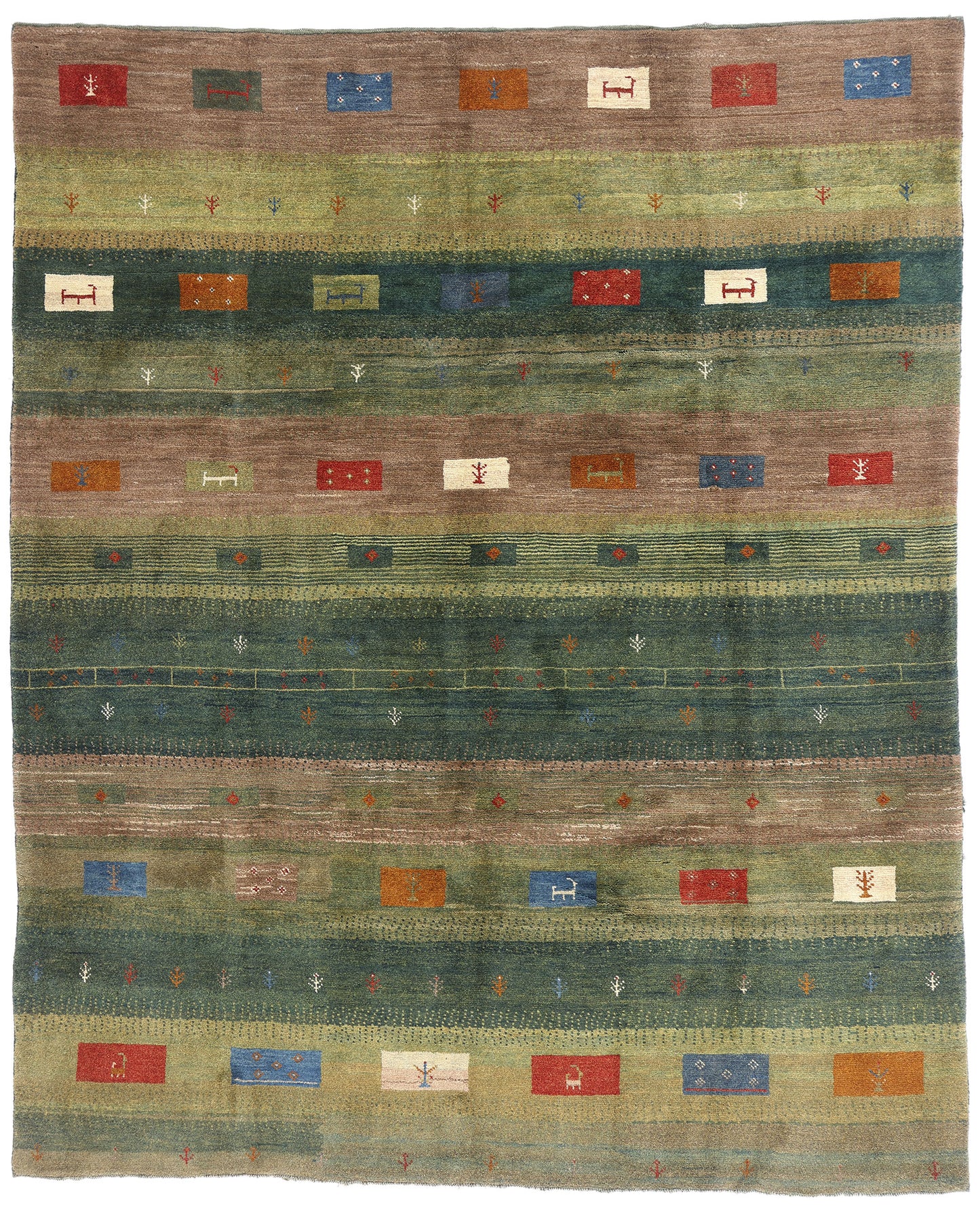 8 x 9 - Green Vintage Gabbeh Rug - 61505
