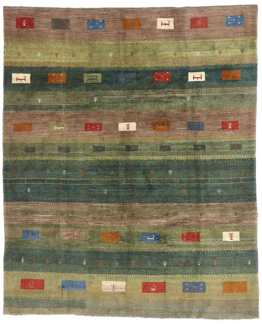 8 x 9 - Green Vintage Gabbeh Rug - 61505