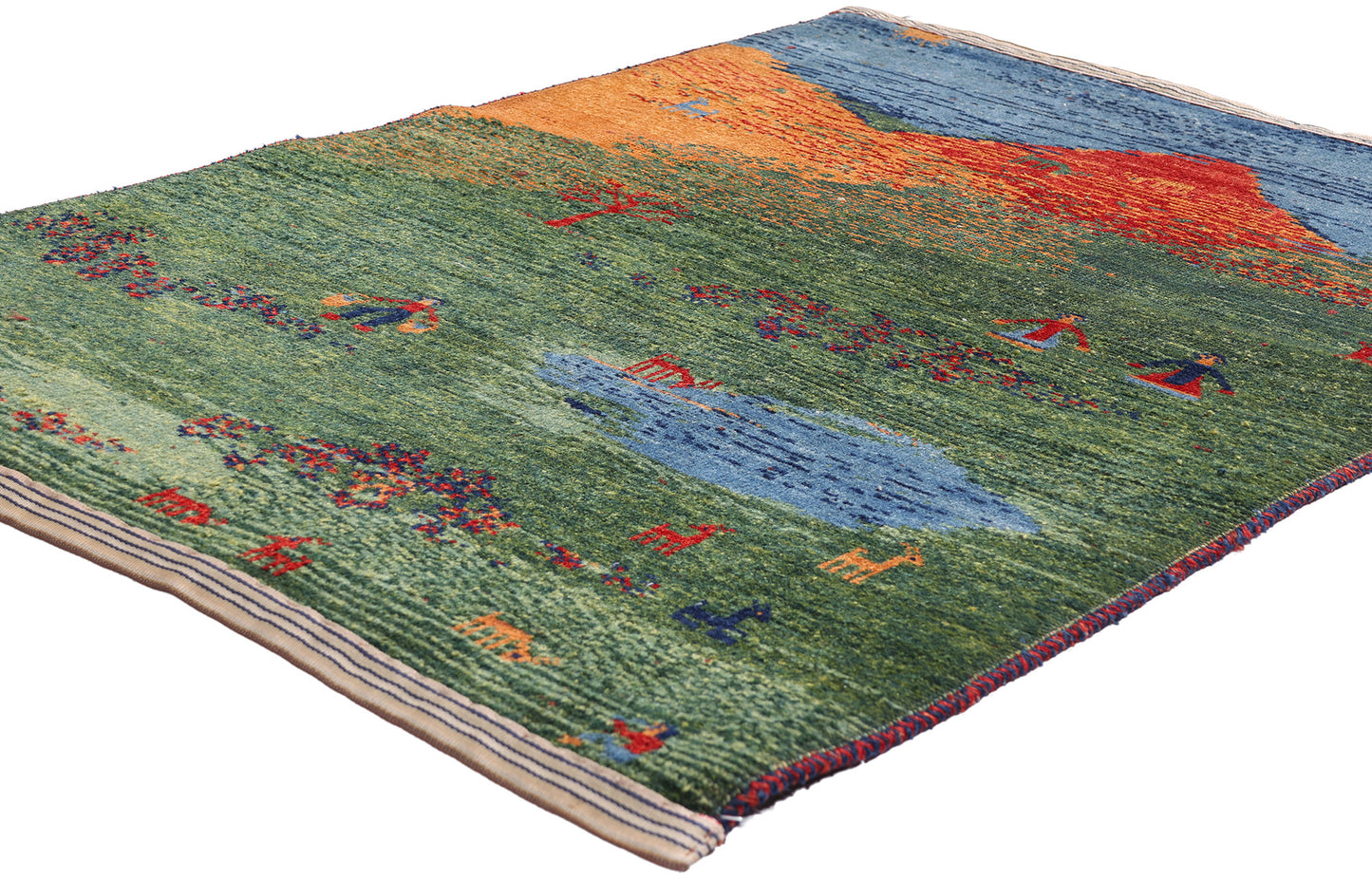 3 x 5 - Green Vintage Gabbeh Rug - 61512