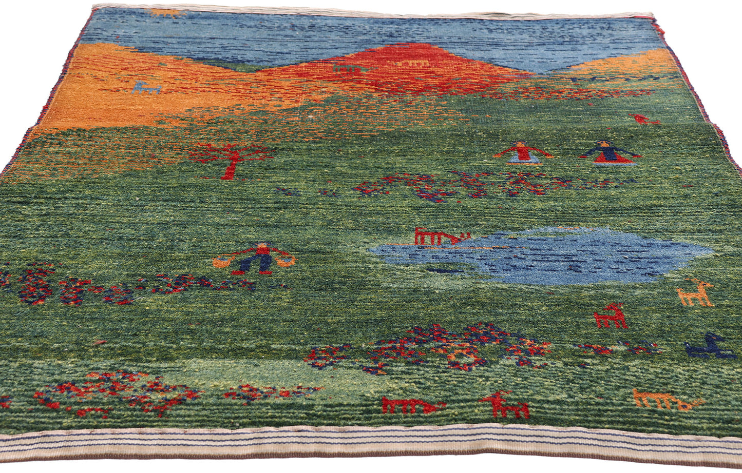 3 x 5 - Green Vintage Gabbeh Rug - 61512