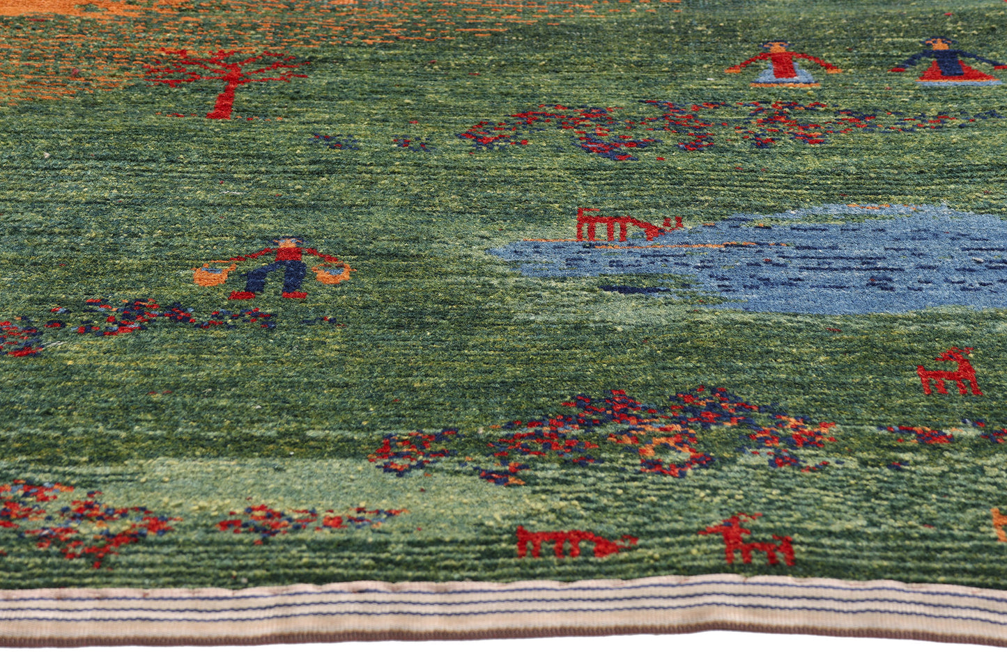 3 x 5 - Green Vintage Gabbeh Rug - 61512