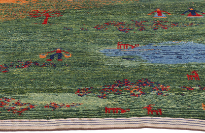 3 x 5 - Green Vintage Gabbeh Rug - 61512