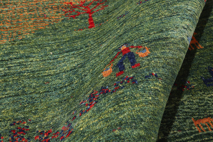 3 x 5 - Green Vintage Gabbeh Rug - 61512