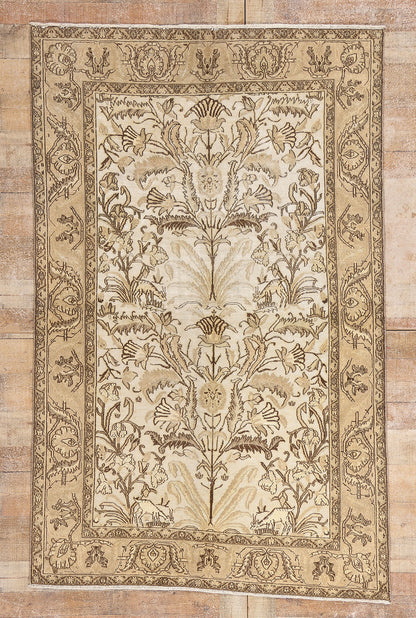 4 x 7 - Ivory Vintage Qum Rug - 61527