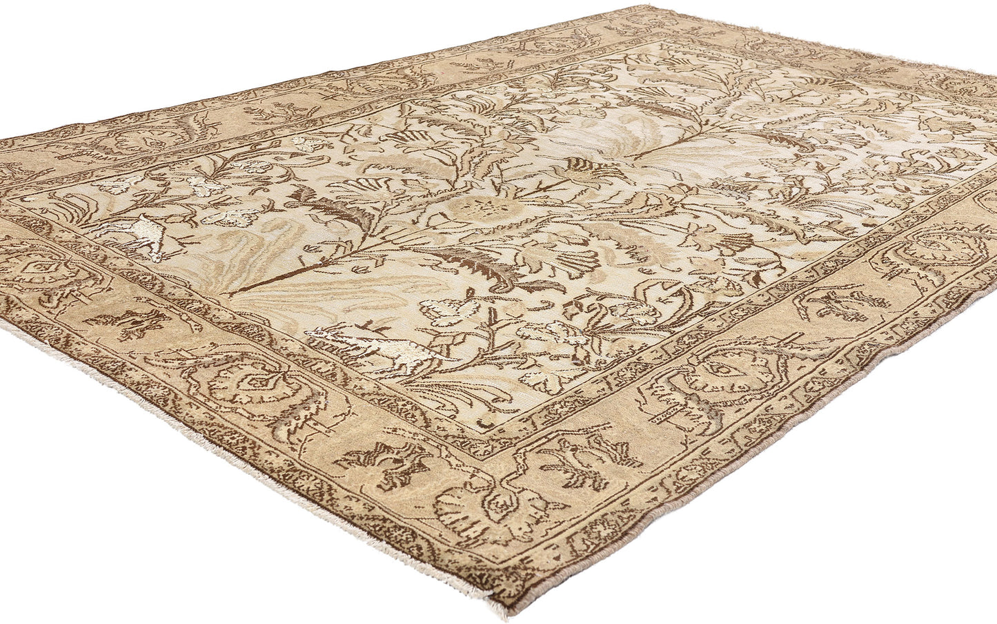 4 x 7 - Ivory Vintage Qum Rug - 61527