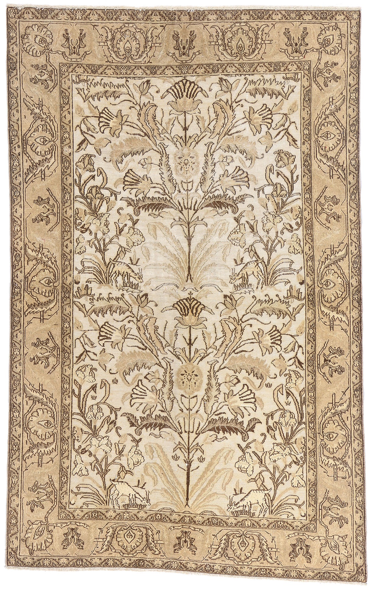 4 x 7 - Ivory Vintage Qum Rug - 61527