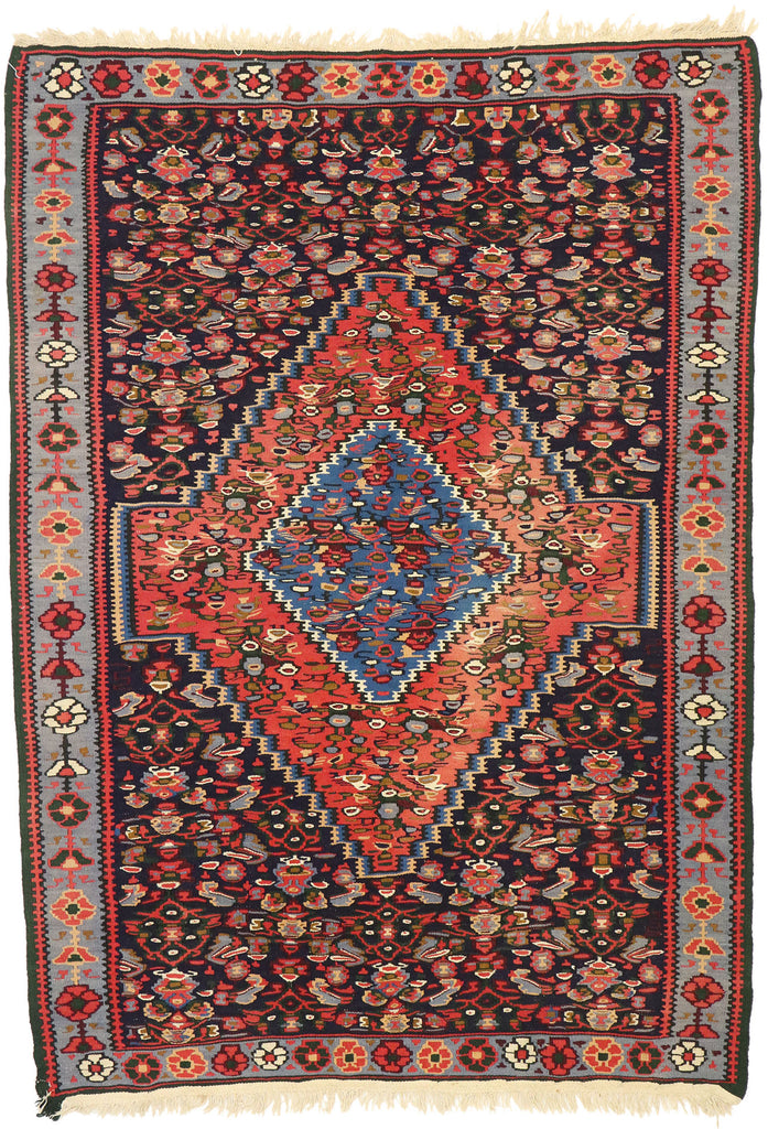 4 x 4 - Red Vintage Persian Bijar Rug - 70215
