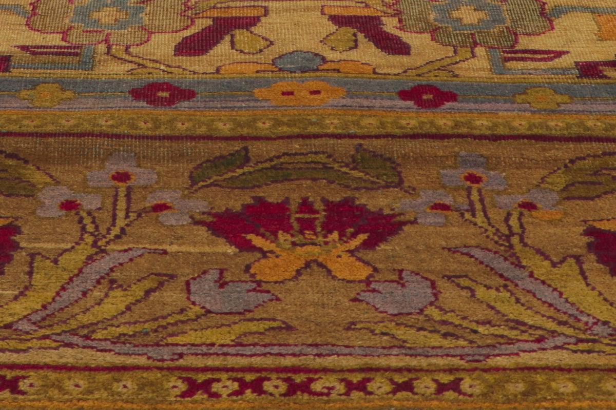 12 x 19 - Gold Antique Indian Agra Rug - 70247