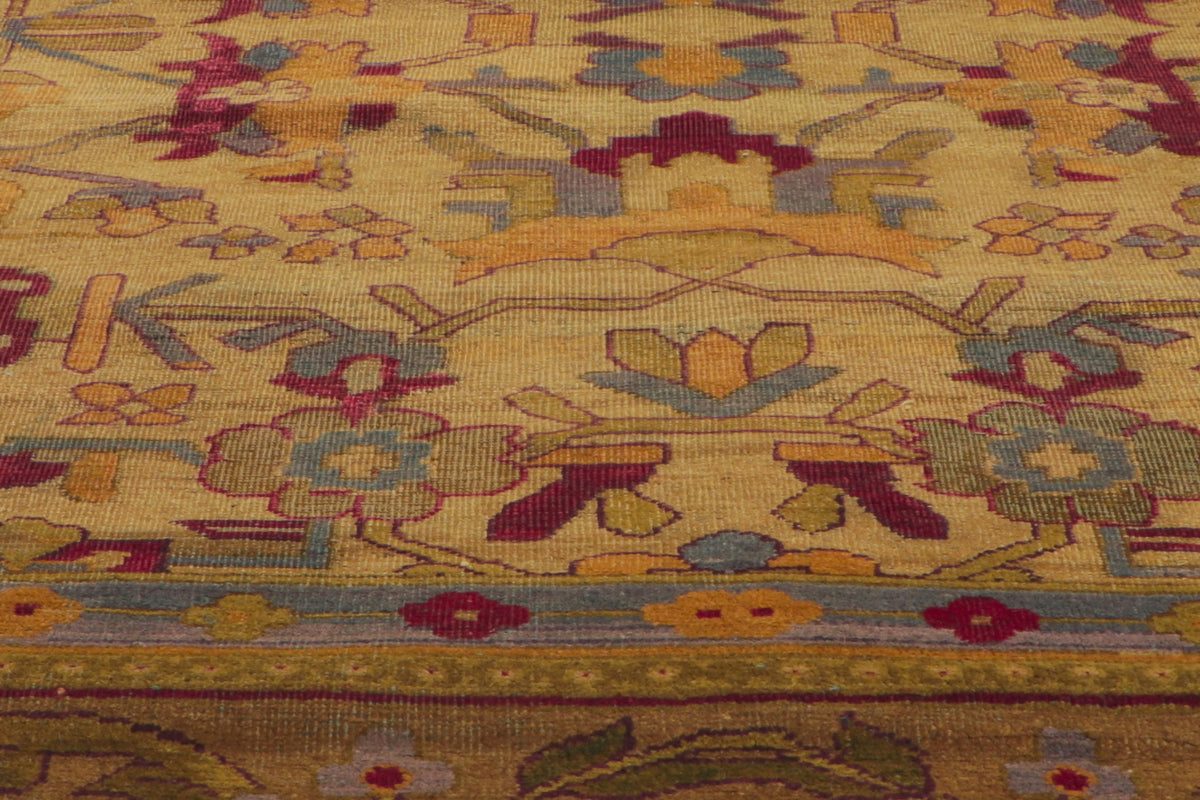 12 x 19 - Gold Antique Indian Agra Rug - 70247