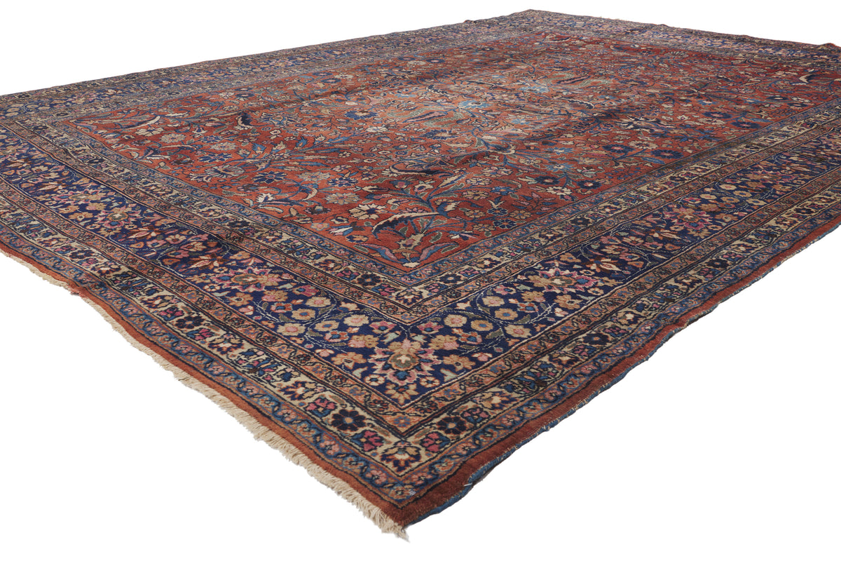 9 x 12 - Rust Antique Persian Mashhad Rug - 71212