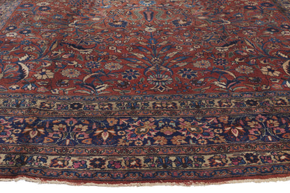 9 x 12 - Rust Antique Persian Mashhad Rug - 71212