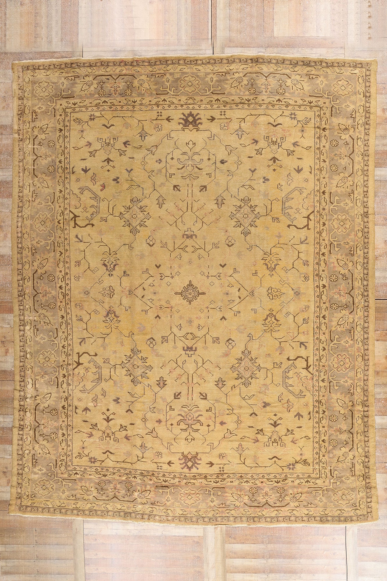 11 x 15 - Brown Antique Turkish Oushak Rug - 71497