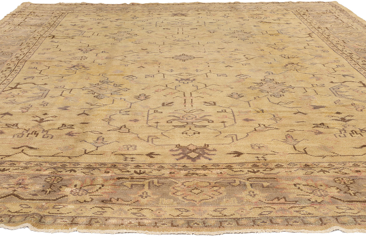 11 x 15 - Brown Antique Turkish Oushak Rug - 71497