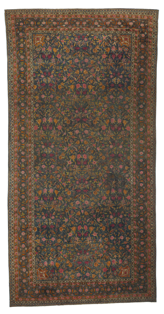 10 x 20 - Navy Blue Antique Indian Agra Rug - 72076