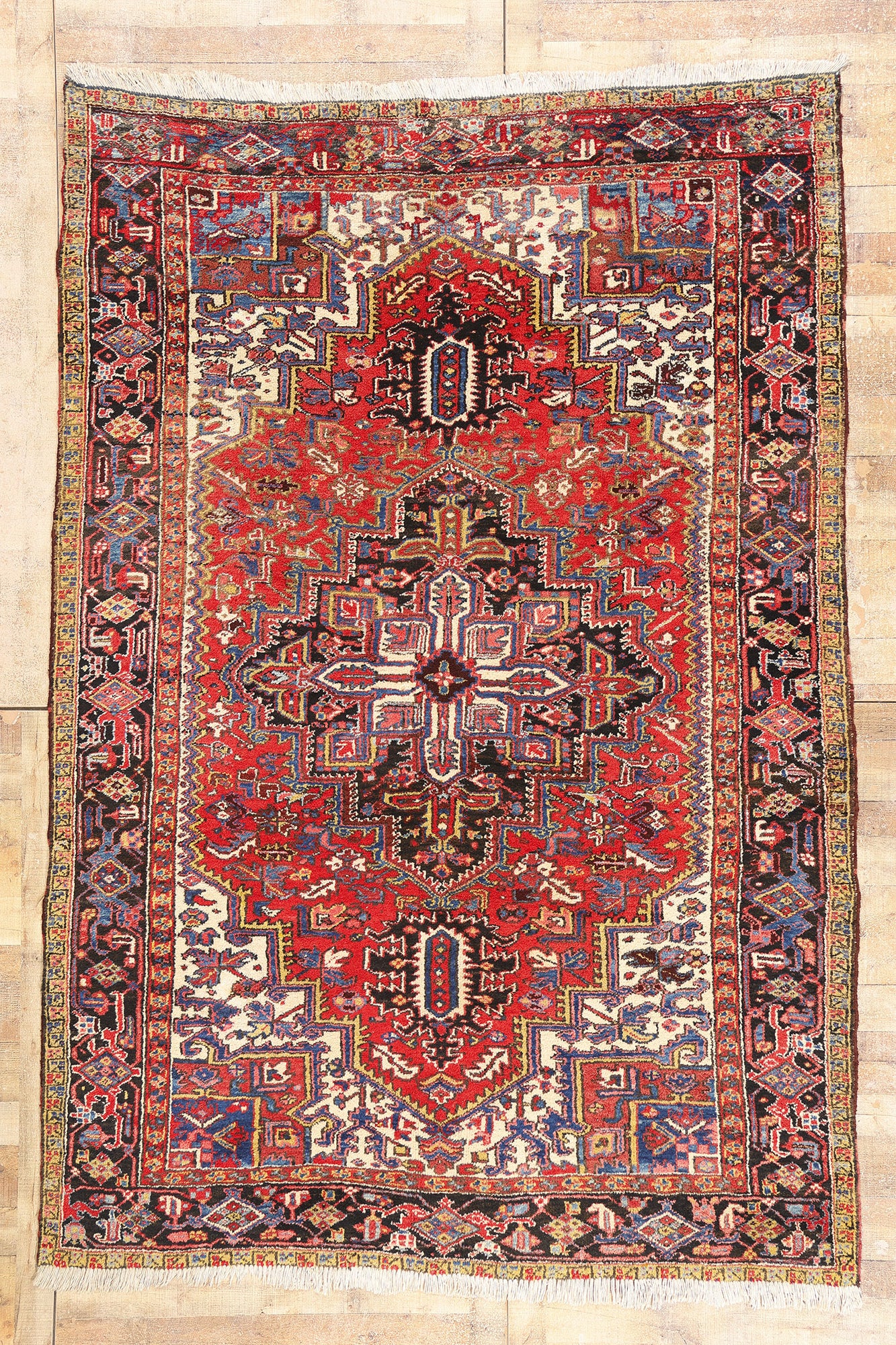 7 x 10 - Red Antique Persian Heriz Rug - 72713
